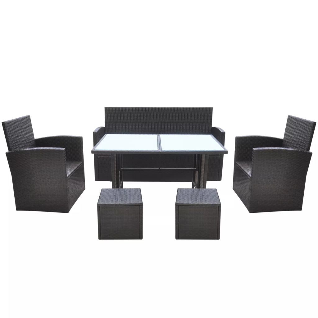 vidaXL Patio Dining Set Patio Table and Rattan Chair Outdoor Furniture Set-17