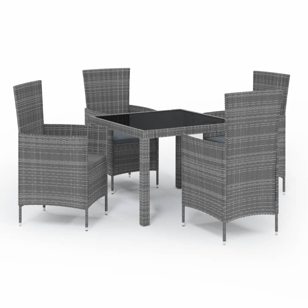vidaXL Patio Dining Set Patio Table and Rattan Chair Outdoor Furniture Set-89