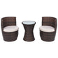 vidaXL Patio Bistro Set 3 Piece Patio Round Table Set Conversation Set Rattan-6