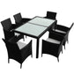vidaXL Patio Dining Set Patio Table and Rattan Chair Outdoor Furniture Set-14