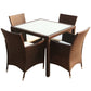 vidaXL Patio Dining Set Patio Table and Rattan Chair Outdoor Furniture Set-34