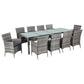 vidaXL Patio Dining Set Patio Table and Rattan Chair Outdoor Furniture Set-29