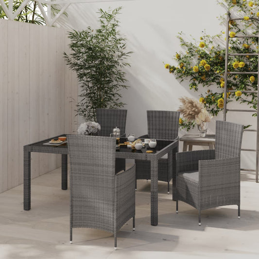 vidaXL Patio Dining Set Patio Table and Rattan Chair Outdoor Furniture Set-20