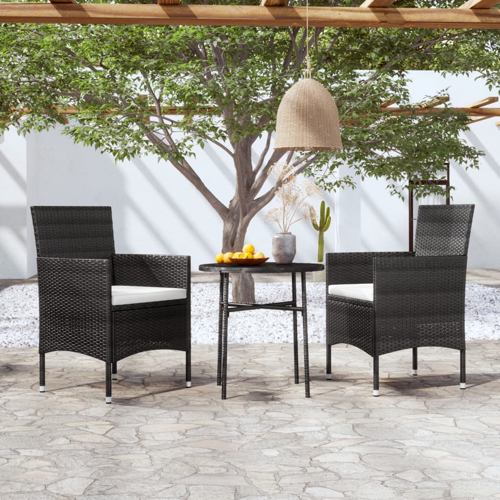 vidaXL Patio Dining Set 3 Piece Rattan Patio Conversation Set Poly Rattan-4