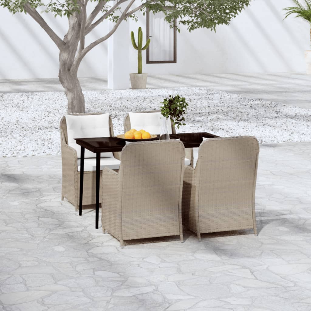 vidaXL 5 Piece Patio Dining Set Black-0