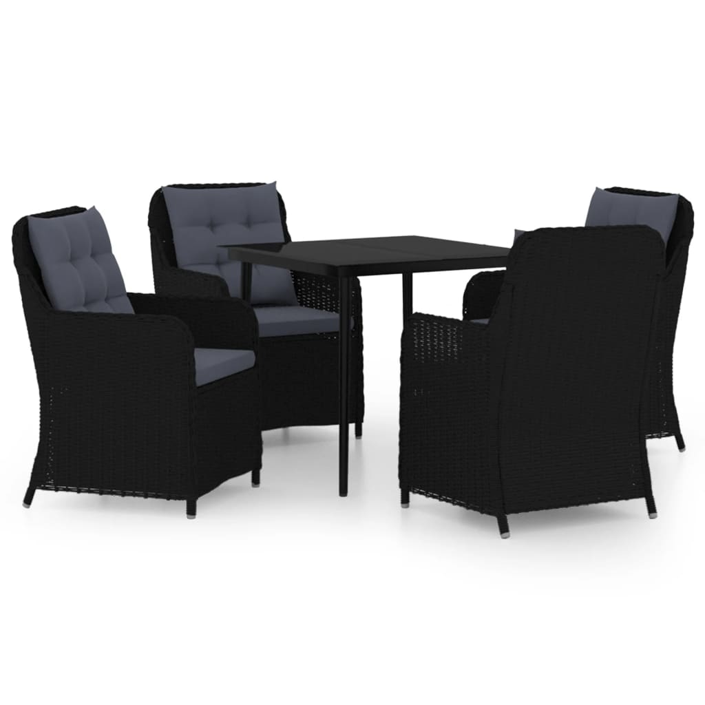 vidaXL 5 Piece Patio Dining Set Black-1