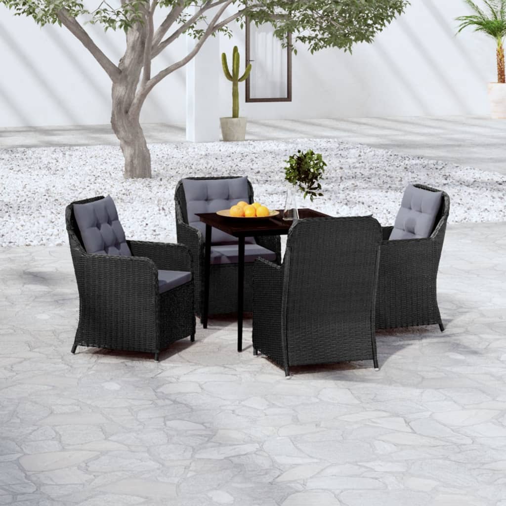 vidaXL 5 Piece Patio Dining Set Black-7