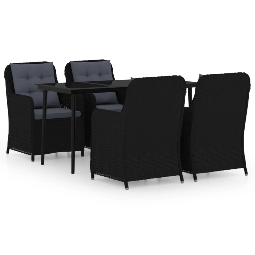 vidaXL 5 Piece Patio Dining Set Black-10