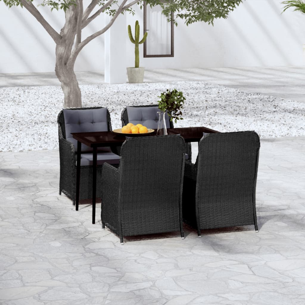 vidaXL 5 Piece Patio Dining Set Black-13