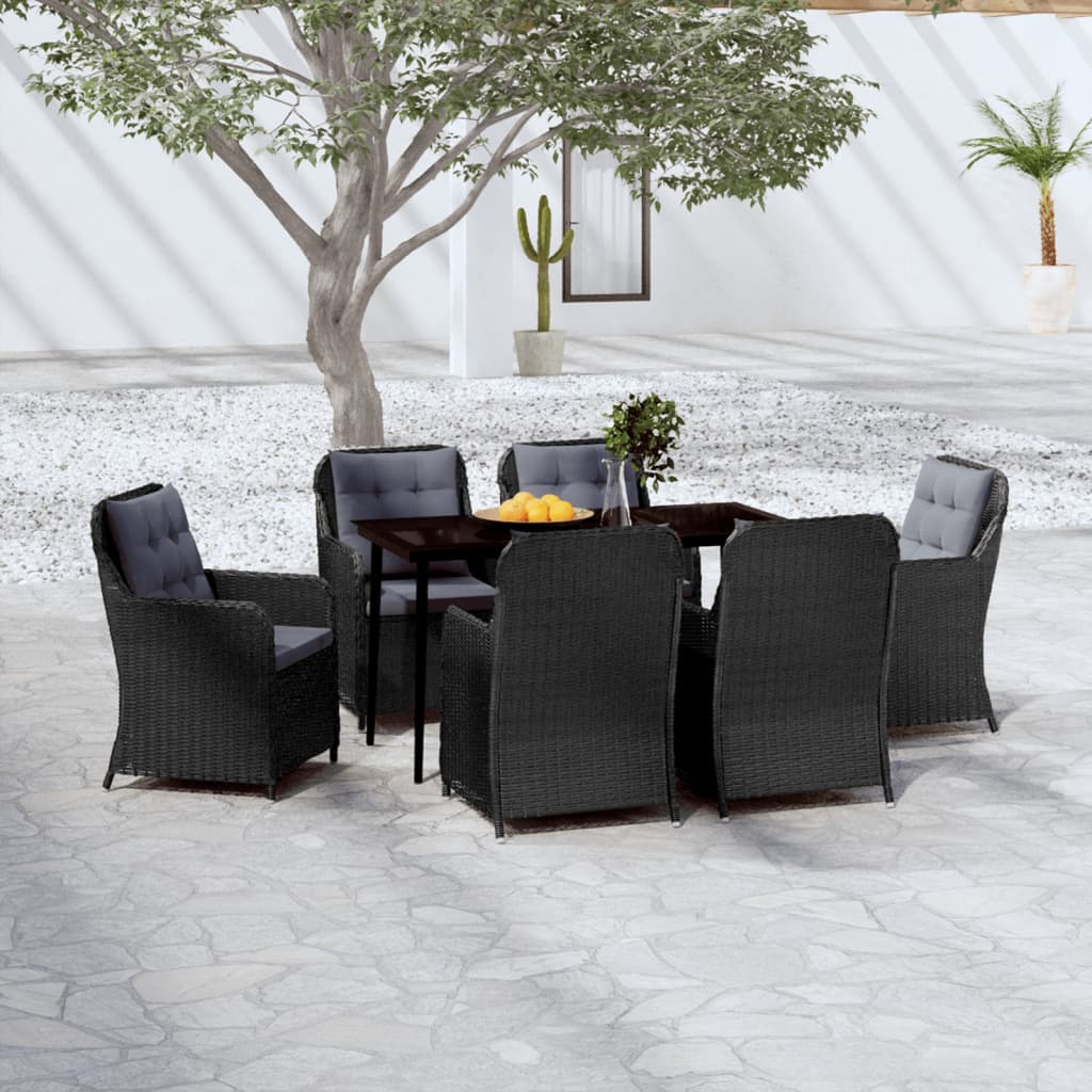 vidaXL 5 Piece Patio Dining Set Black-8