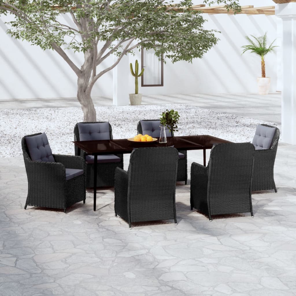 vidaXL 5 Piece Patio Dining Set Black-2