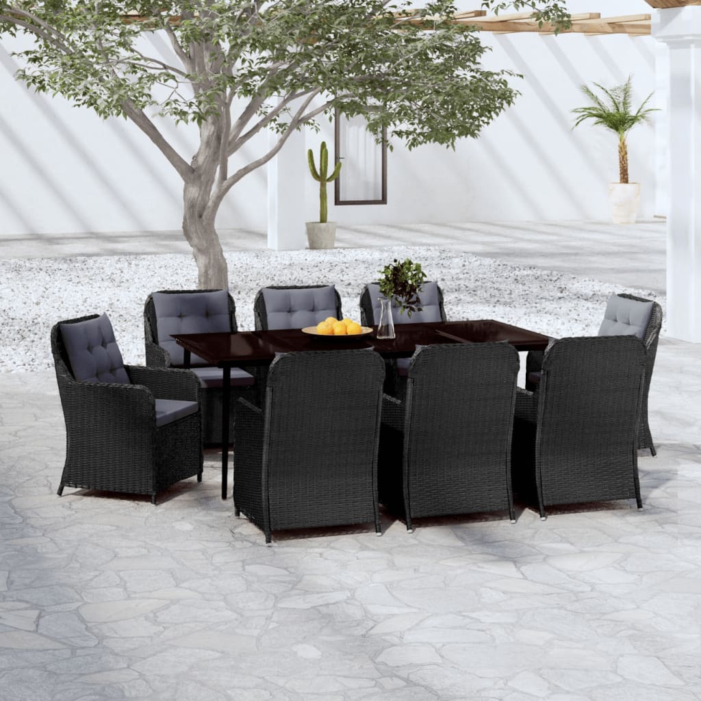 vidaXL 5 Piece Patio Dining Set Black-17