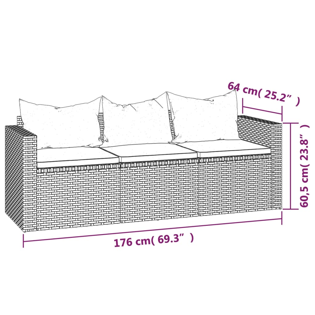 vidaXL Patio Furniture Set Patio Lounge Set Outdoor Furniture Poly Rattan-26