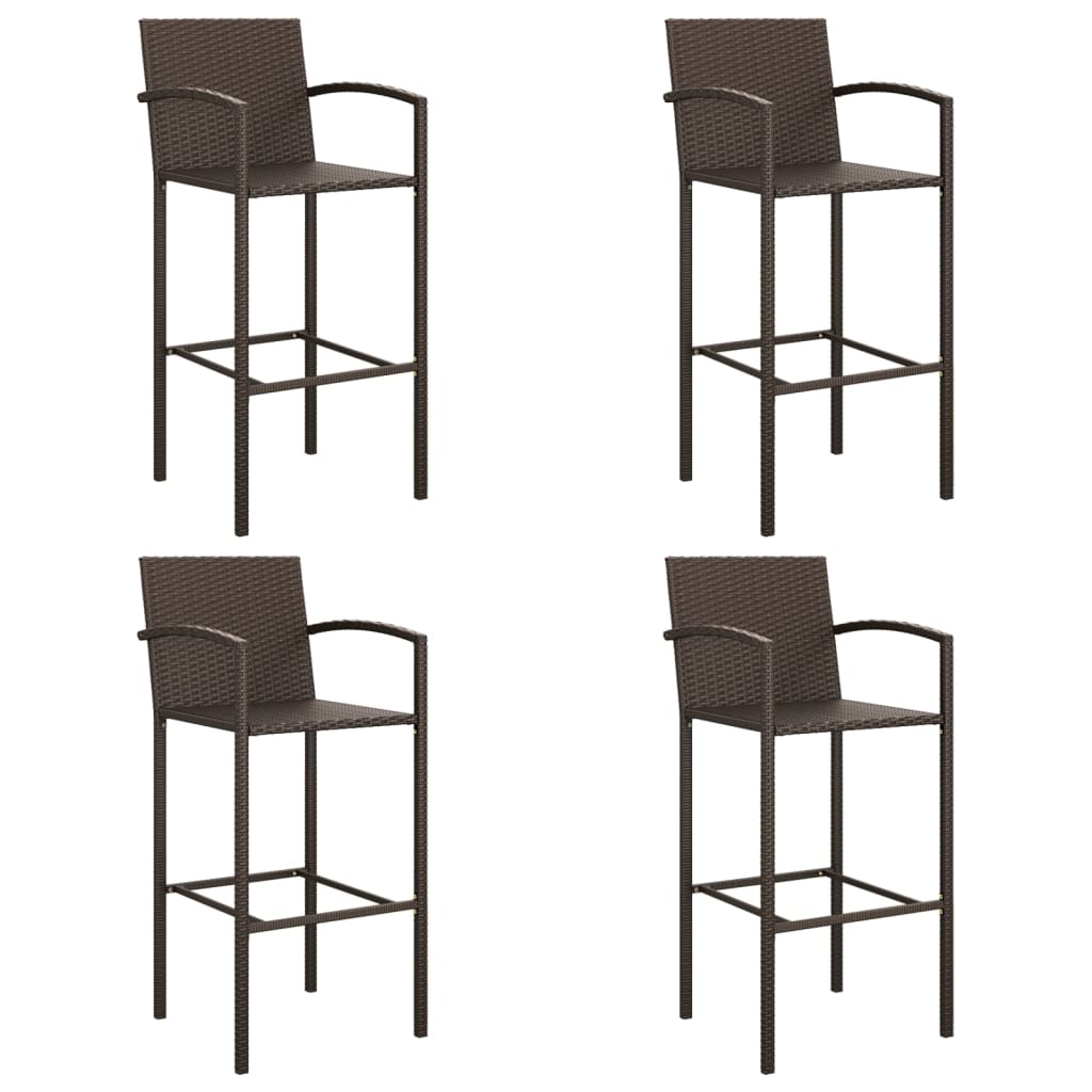 vidaXL Patio Bar Set Outdoor Patio Wicker Set Bar Height Chair Poly Rattan-14