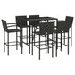 vidaXL Patio Bar Set Outdoor Patio Wicker Set Bar Height Chair Poly Rattan-50