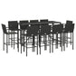 vidaXL Patio Bar Set Outdoor Patio Wicker Set Bar Height Chair Poly Rattan-66