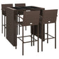 vidaXL Patio Bar Set Outdoor Patio Wicker Set Bar Height Chair Poly Rattan-63