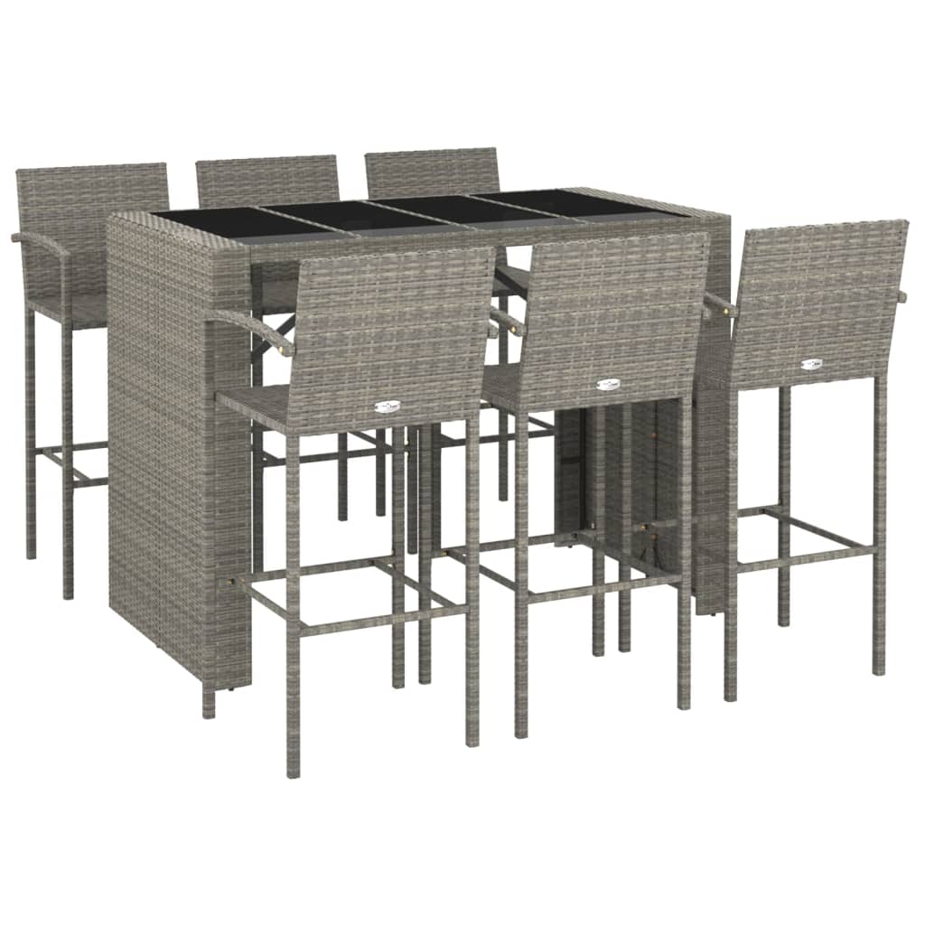 vidaXL Patio Bar Set Outdoor Patio Wicker Set Bar Height Chair Poly Rattan-27