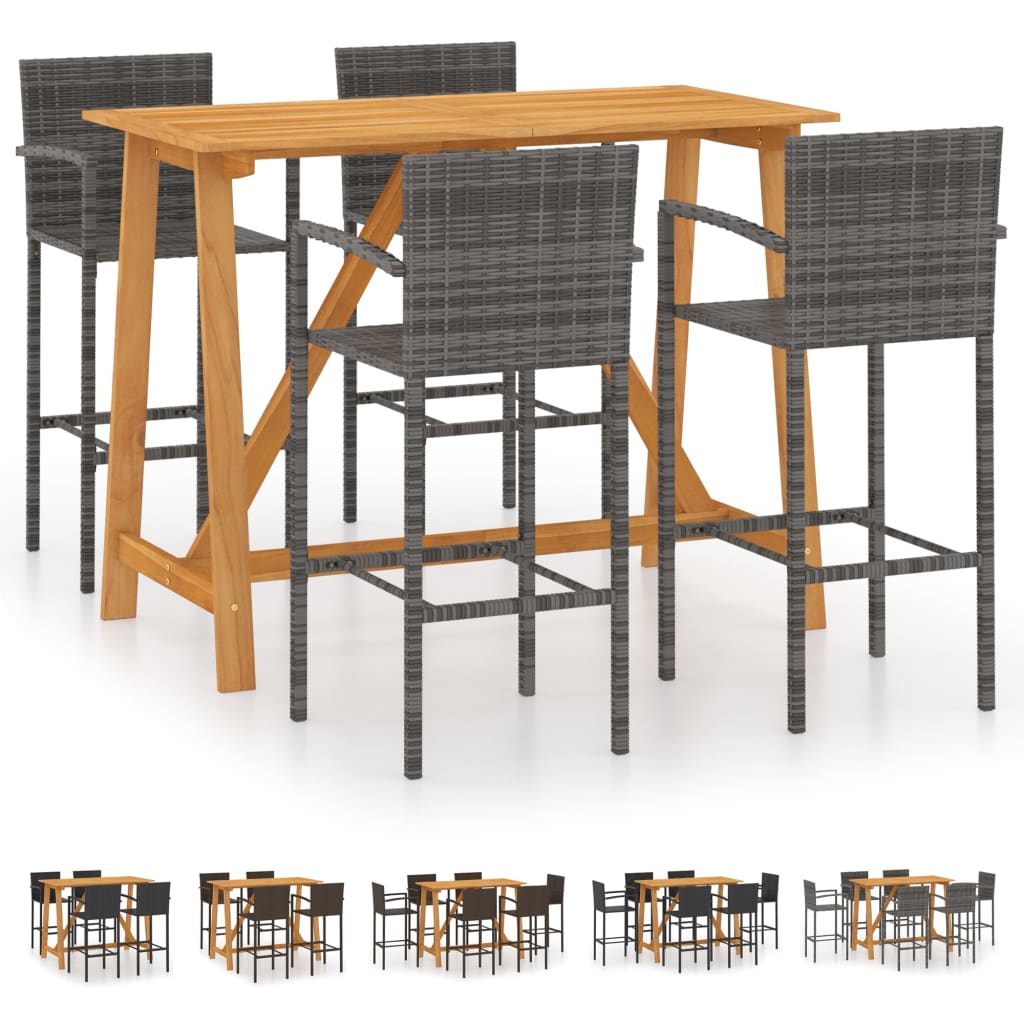 vidaXL Patio Bar Set Bar Table and Stools Patio Furniture Set Conversation Set-0