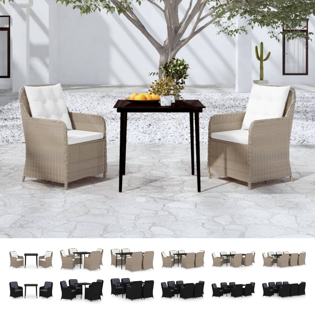 vidaXL 5 Piece Patio Dining Set Black-4