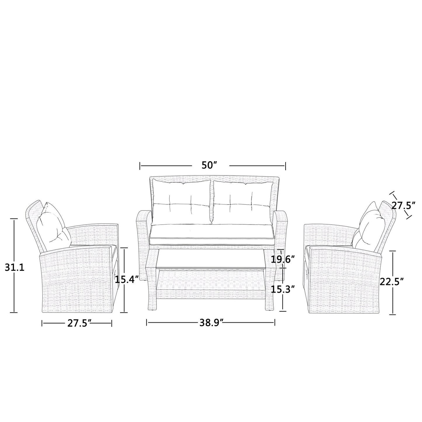 Set Of 4 Piece Outdoor Patio Furniture-13