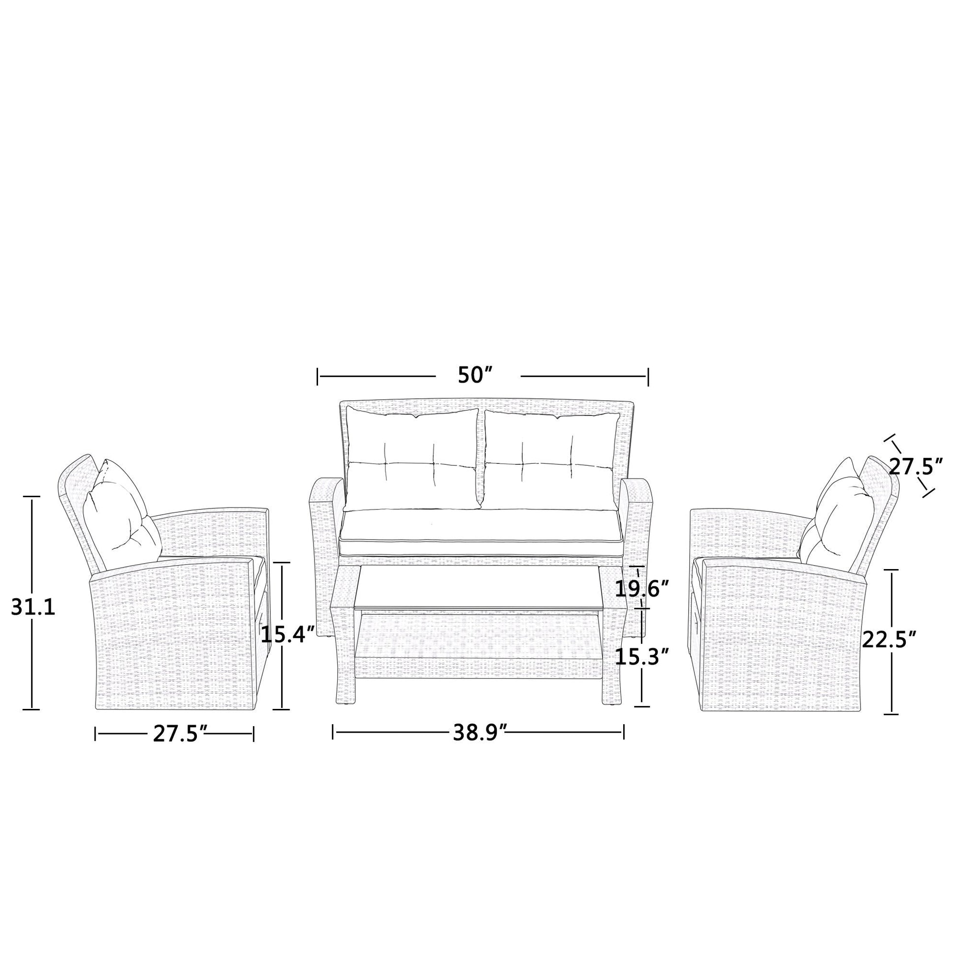 Set Of 4 Piece Outdoor Patio Furniture-13