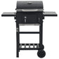 vidaXL Charcoal-Fueled BBQ Grill with Bottom Shelf Black-2