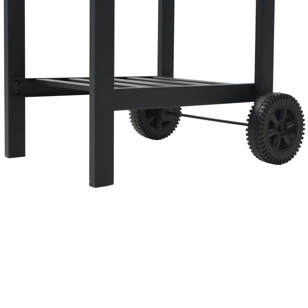 vidaXL Charcoal-Fueled BBQ Grill with Bottom Shelf Black-1