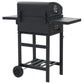 vidaXL Charcoal-Fueled BBQ Grill with Bottom Shelf Black-4