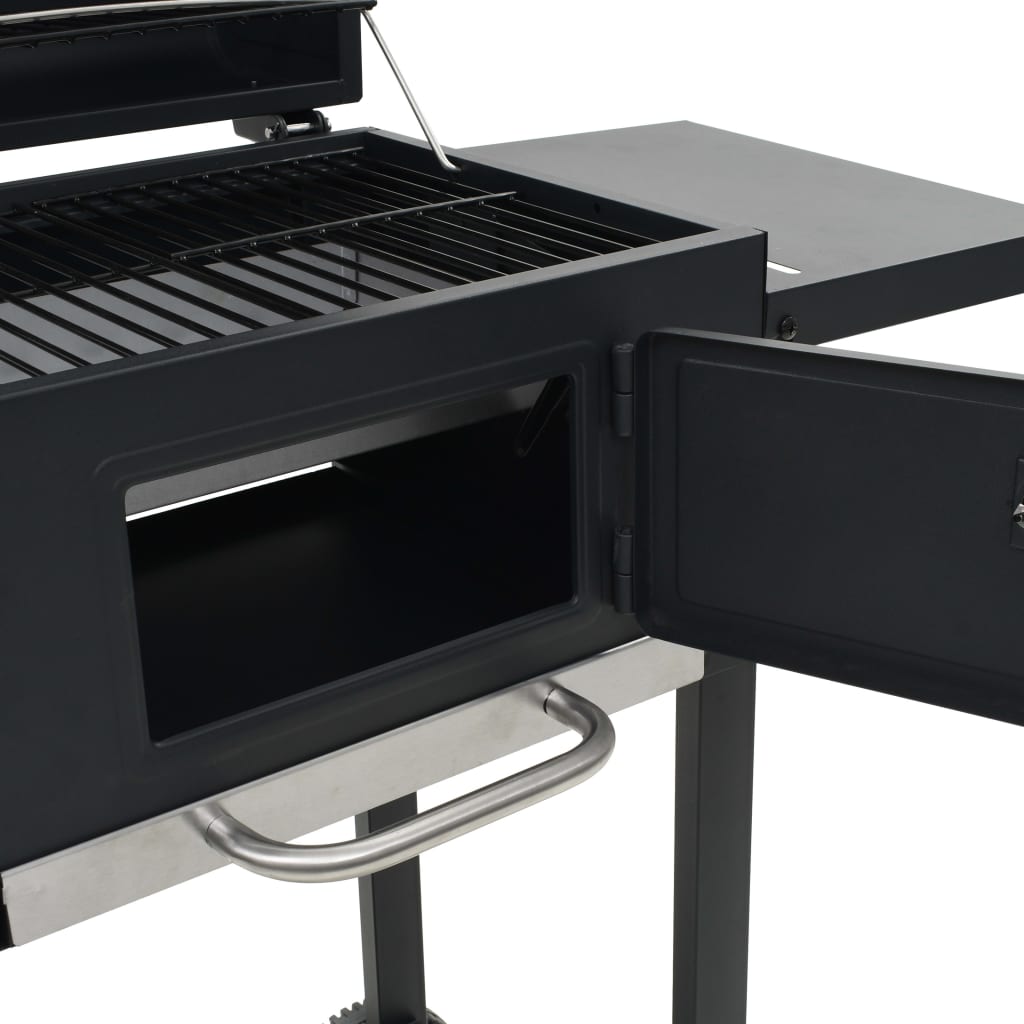 vidaXL Charcoal-Fueled BBQ Grill with Bottom Shelf Black-8