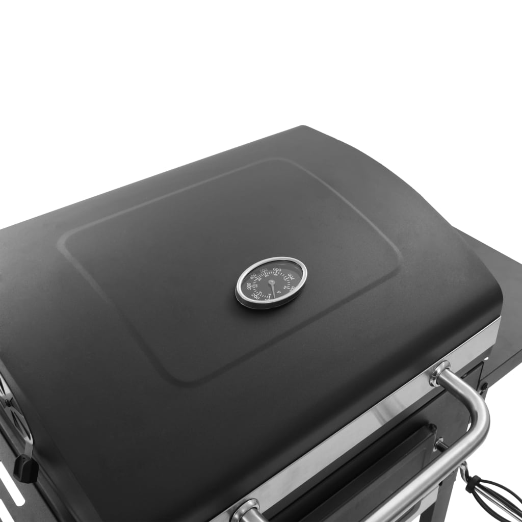vidaXL Charcoal-Fueled BBQ Grill with Bottom Shelf Black-9