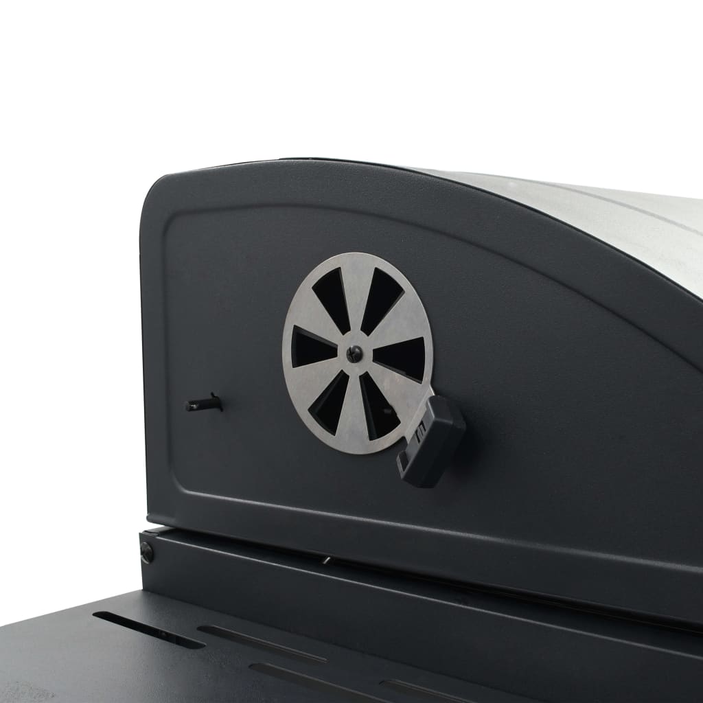 vidaXL Charcoal-Fueled BBQ Grill with Bottom Shelf Black-10