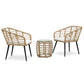 vidaXL Patio Bistro Set 3 Piece Round Table Patio Conversation Set Poly Rattan-0