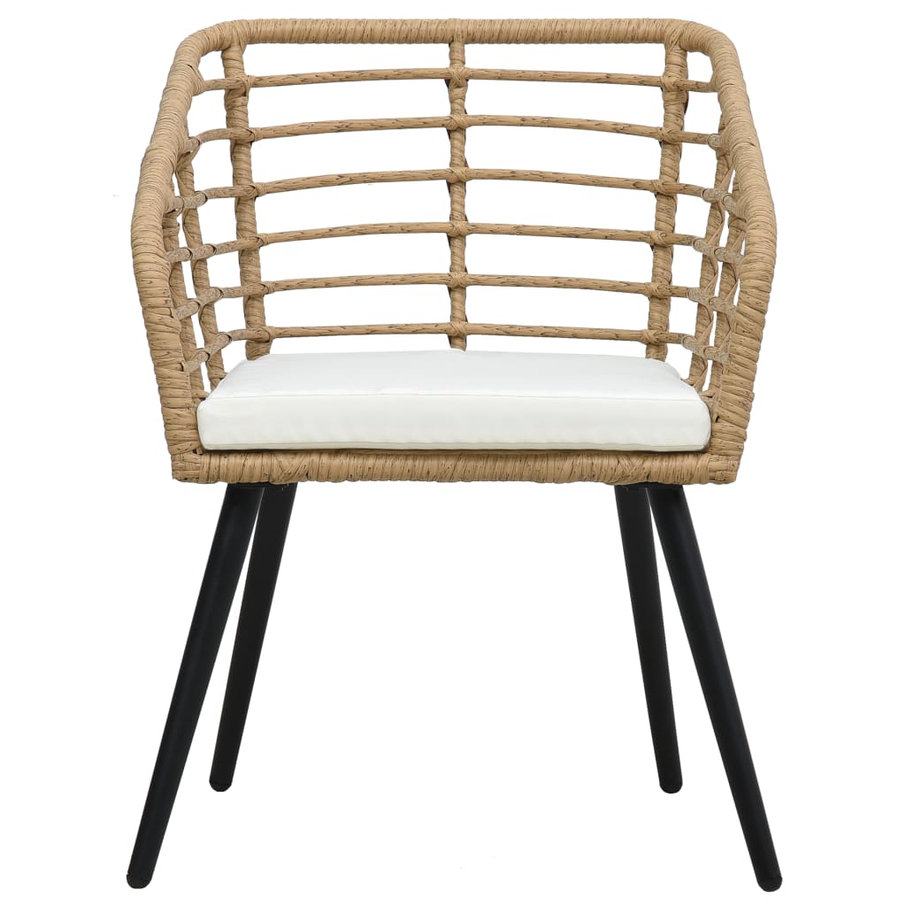 vidaXL Patio Bistro Set 3 Piece Round Table Patio Conversation Set Poly Rattan-6