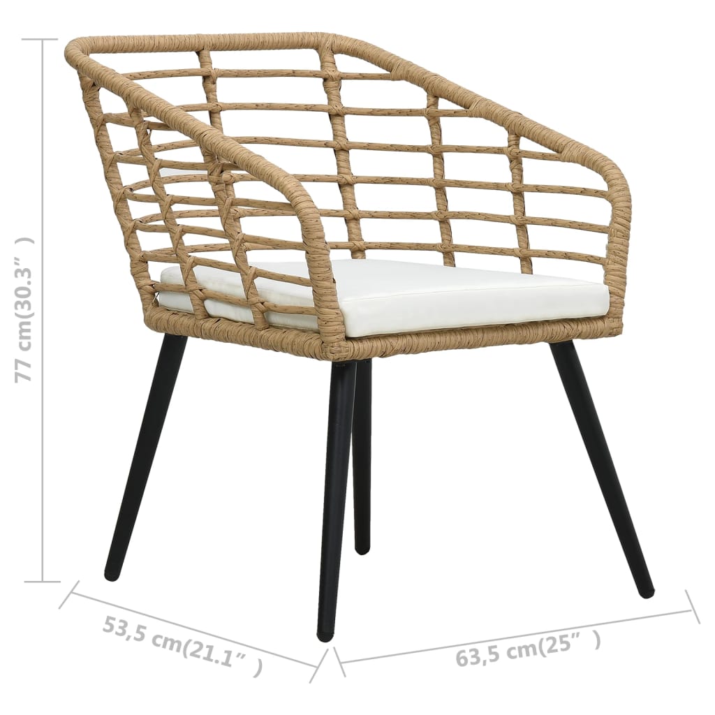vidaXL Patio Bistro Set 3 Piece Round Table Patio Conversation Set Poly Rattan-1