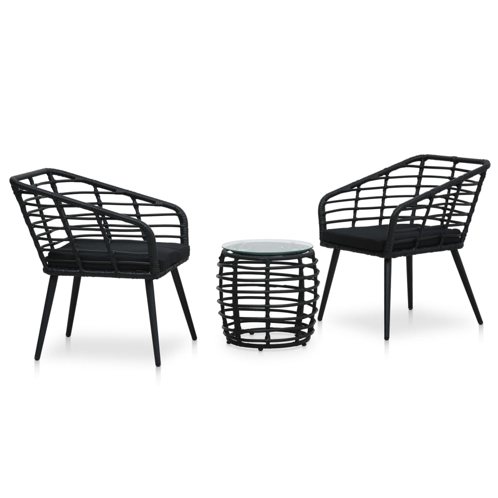 vidaXL Patio Bistro Set 3 Piece Round Table Patio Conversation Set Poly Rattan-3