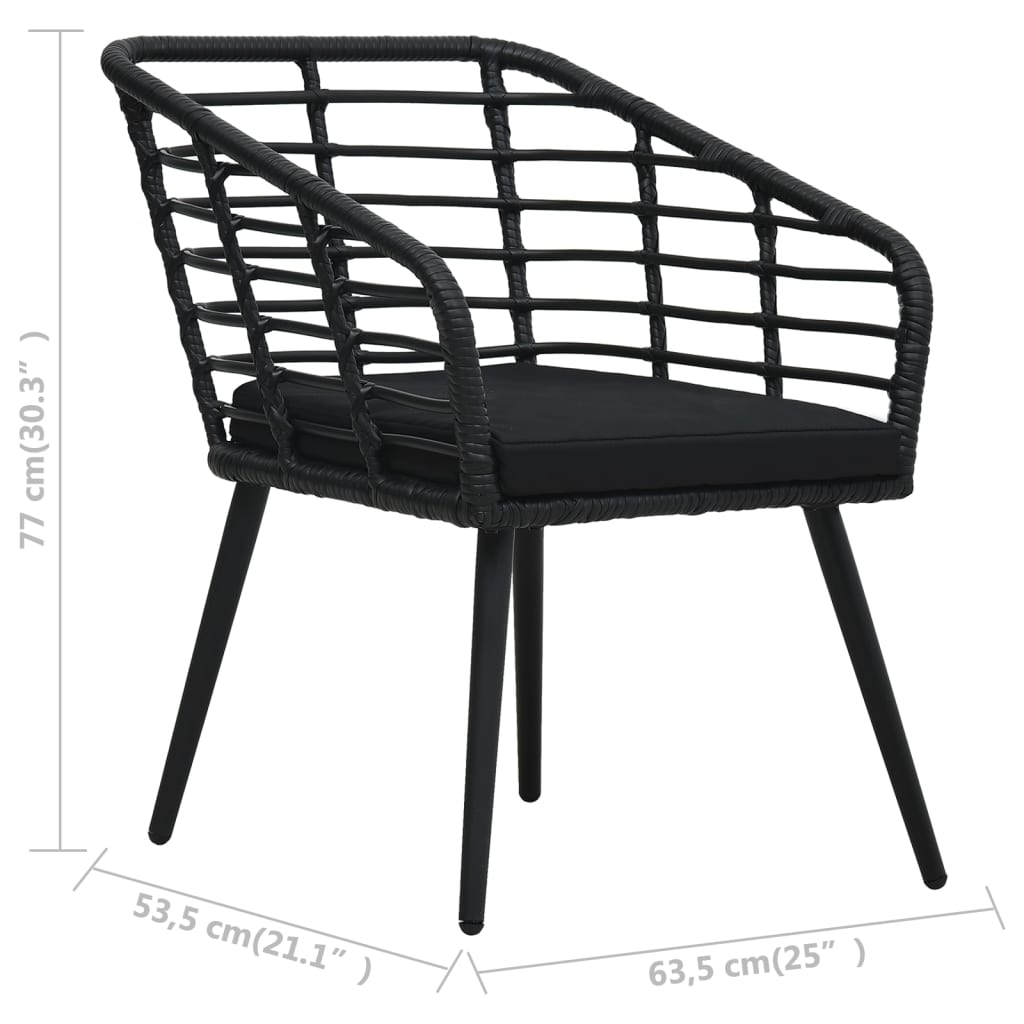 vidaXL Patio Bistro Set 3 Piece Round Table Patio Conversation Set Poly Rattan-5