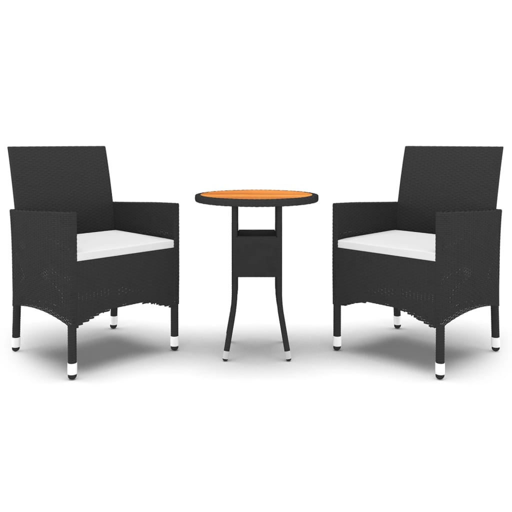 vidaXL Patio Dining Set 3 Piece Rattan Patio Conversation Set Poly Rattan-0