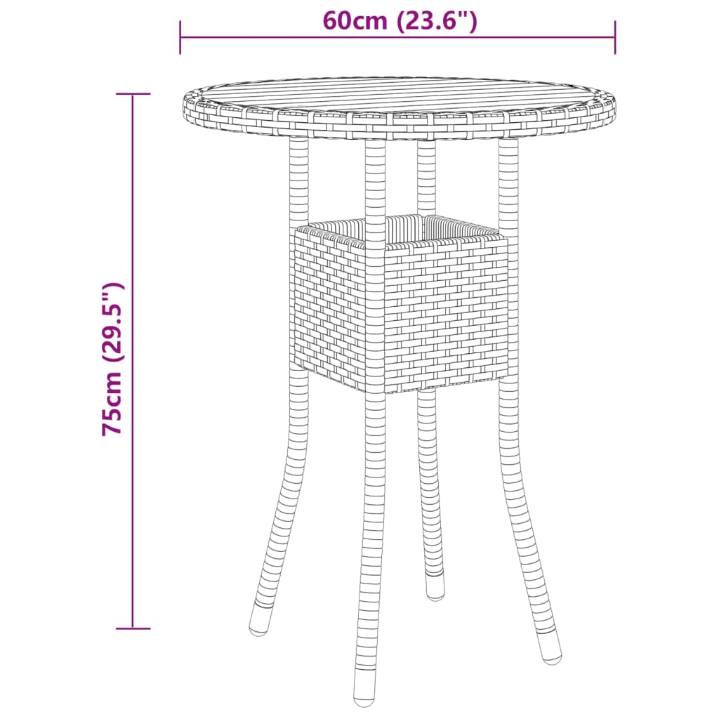 vidaXL Patio Dining Set 3 Piece Rattan Patio Conversation Set Poly Rattan-14