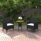 vidaXL Patio Dining Set 3 Piece Rattan Patio Conversation Set Poly Rattan-2