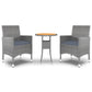 vidaXL Patio Dining Set 3 Piece Rattan Patio Conversation Set Poly Rattan-4