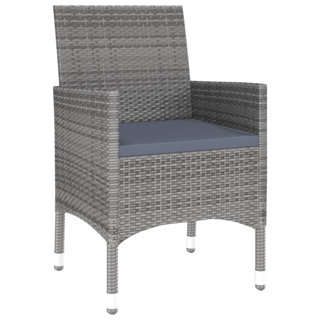 vidaXL Patio Dining Set 3 Piece Rattan Patio Conversation Set Poly Rattan-5