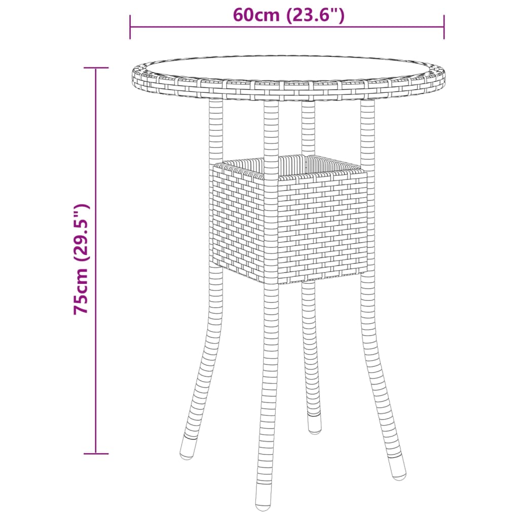 vidaXL Patio Dining Set 3 Piece Rattan Patio Conversation Set Poly Rattan-9