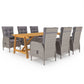 vidaXL Patio Dining Set 7 Piece Rattan Wicker Outdoor Patio Conversation Set-2