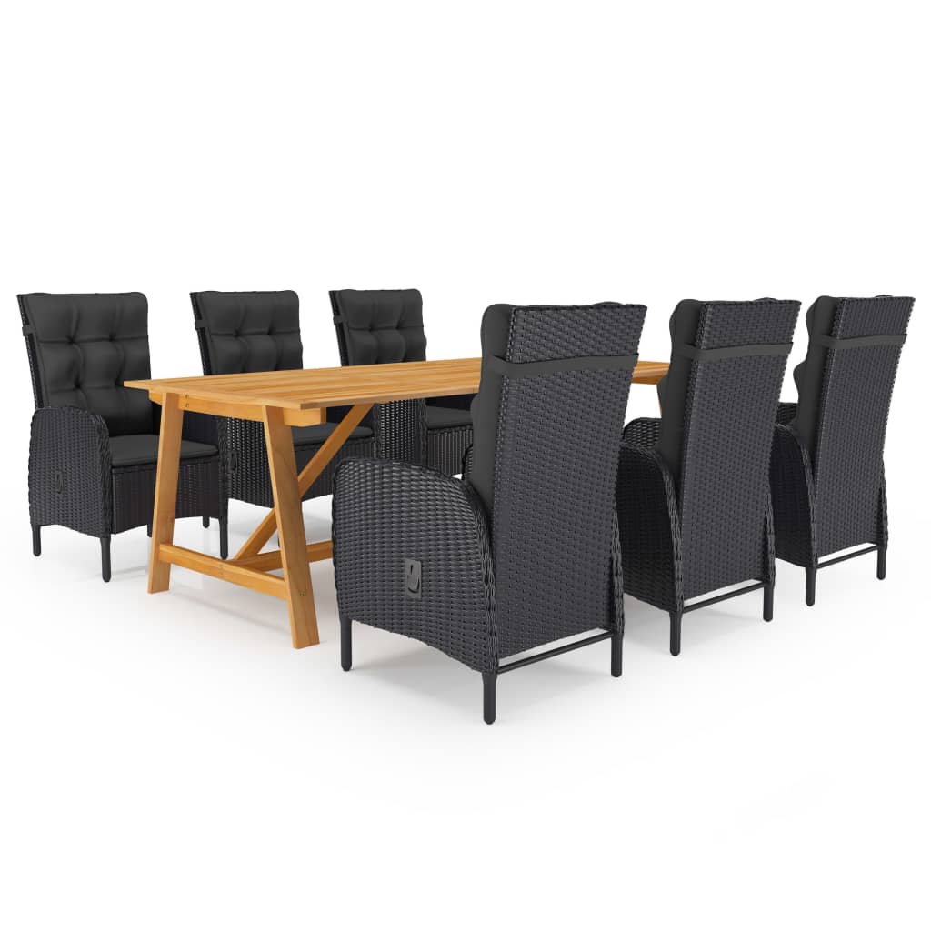 vidaXL Patio Dining Set 7 Piece Rattan Wicker Outdoor Patio Conversation Set-0