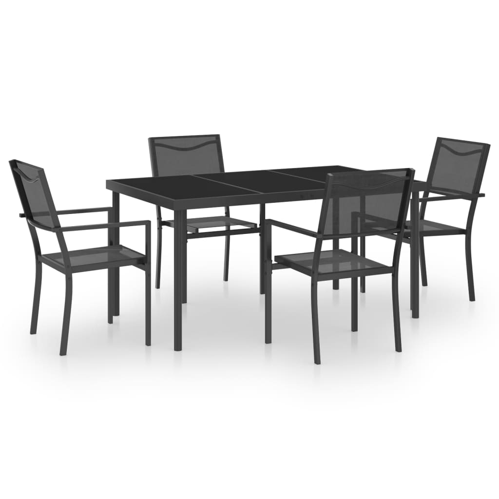 vidaXL Patio Dining Set Outdoor Table and Chair Patio Conversation Set Steel-2