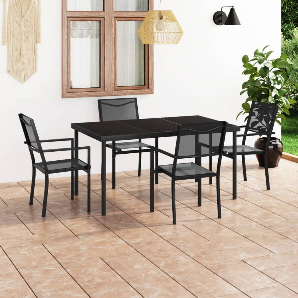 vidaXL Patio Dining Set Outdoor Table and Chair Patio Conversation Set Steel-0