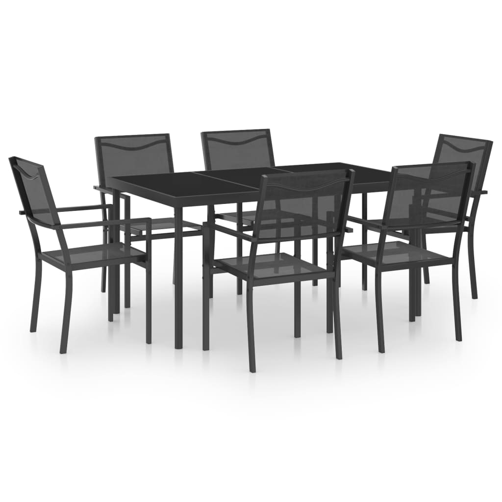 vidaXL Patio Dining Set Outdoor Table and Chair Patio Conversation Set Steel-8