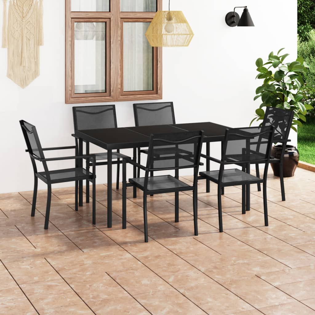 vidaXL Patio Dining Set Outdoor Table and Chair Patio Conversation Set Steel-6