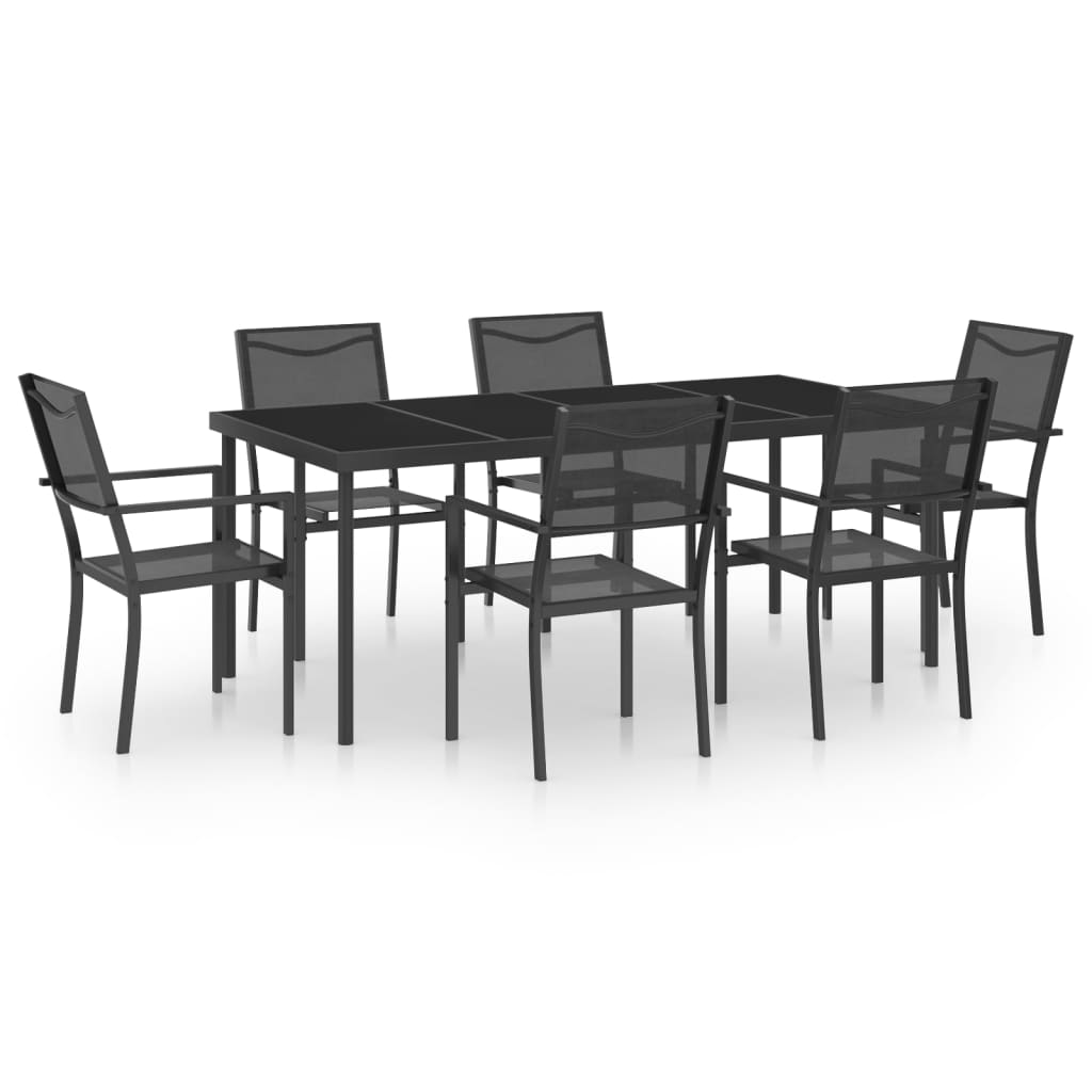 vidaXL Patio Dining Set Outdoor Table and Chair Patio Conversation Set Steel-2